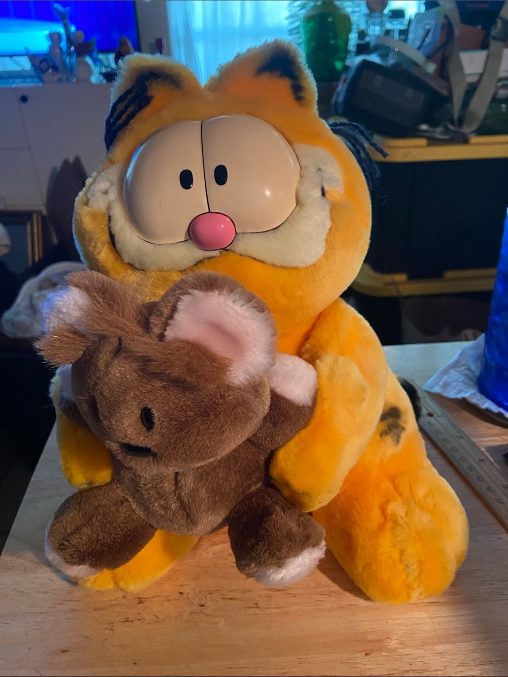 Plush Toy with Brown Mouse Buddy - Classic Orange Stuffed Cat. 12”